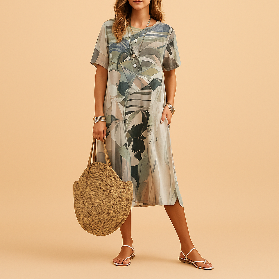 3D-printed dress with artistic design for women.