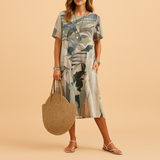 3D-printed dress with artistic design for women.