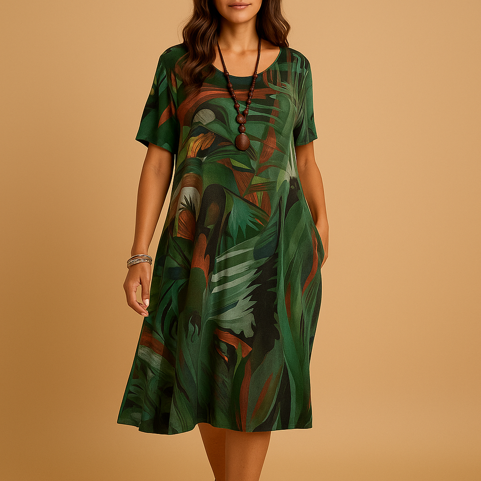 3D-printed dress with artistic design for women.