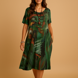 3D-printed dress with artistic design for women.