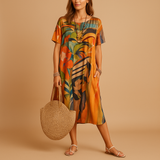 3D-printed dress with artistic design for women.