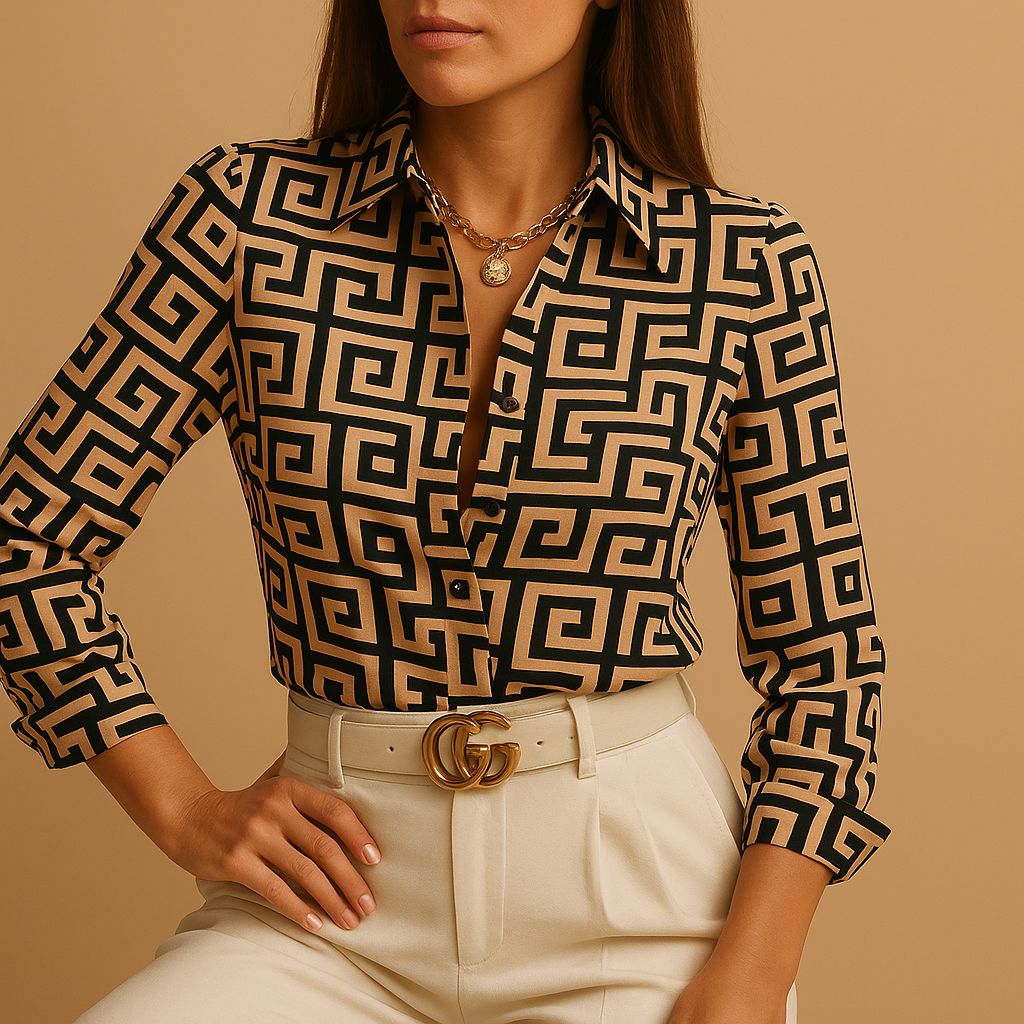Women's blouse with colorful print