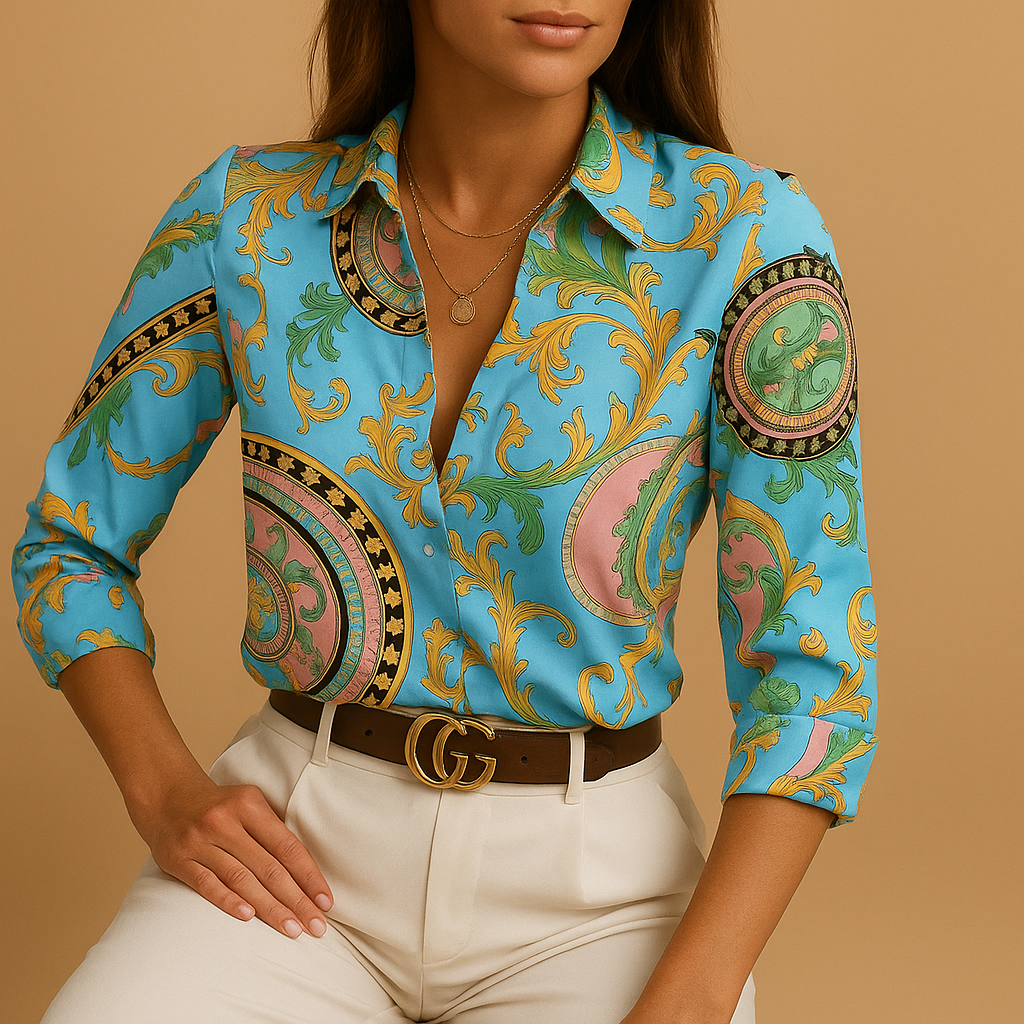 Women's blouse with colorful print