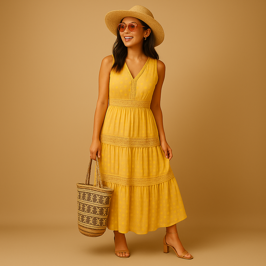 Boho summer dress with Ibiza look for women.