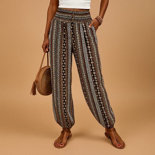 Boho high-waisted pants for women