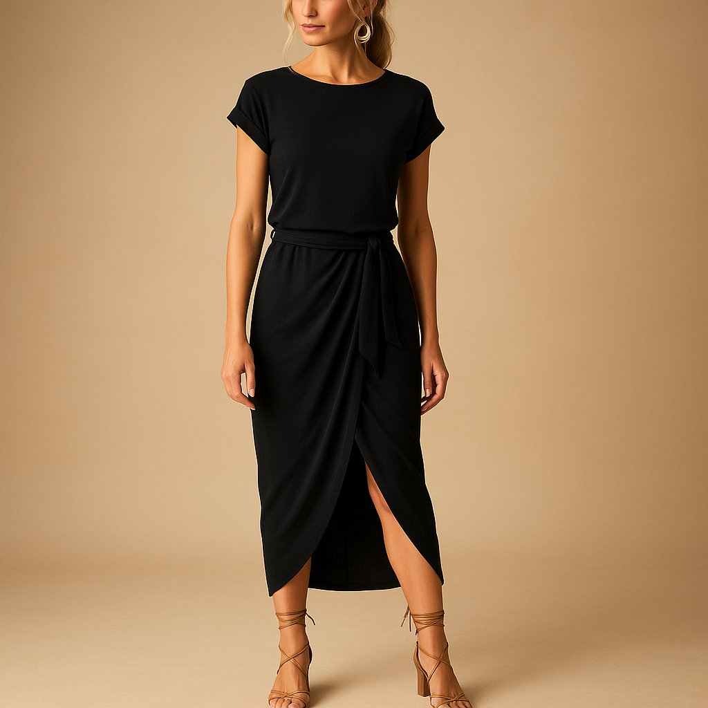 Casual women's dress with short sleeves for summer.
