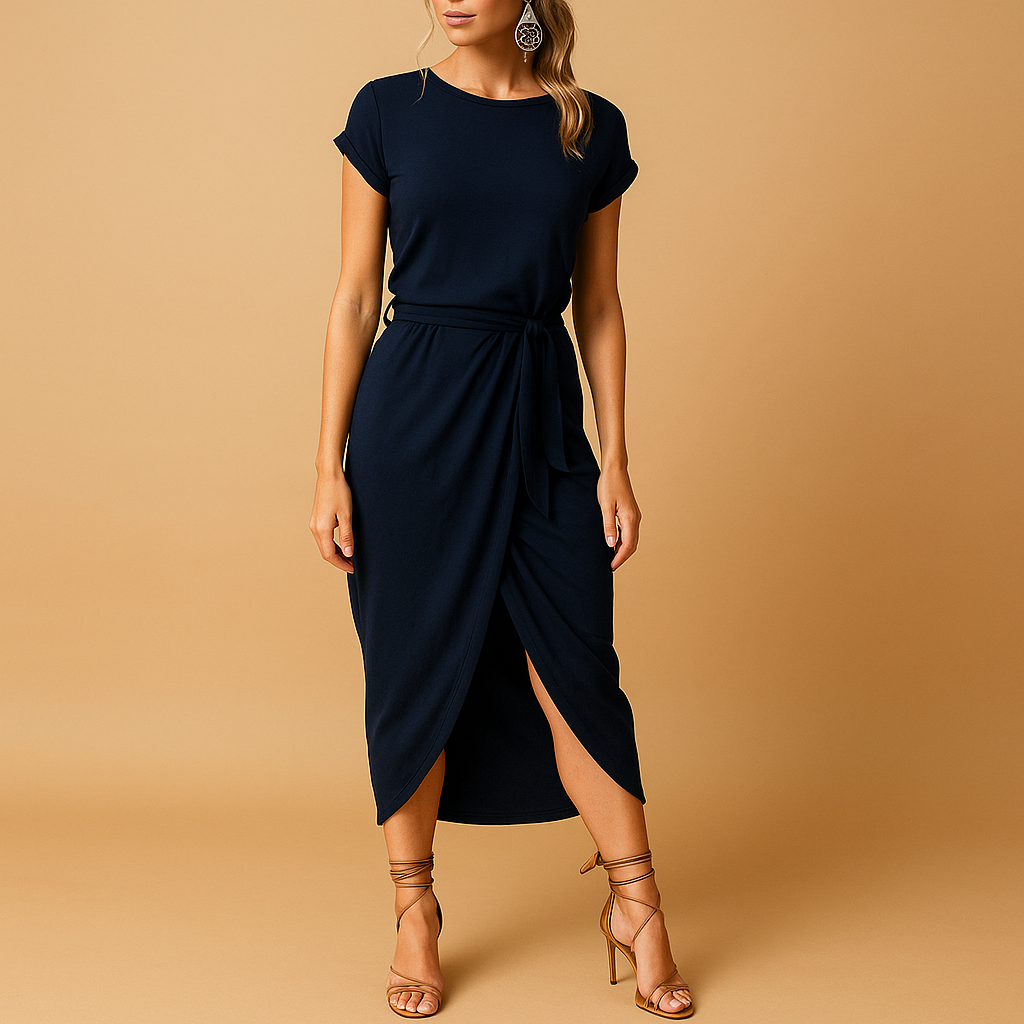 Casual women's dress with short sleeves for summer.