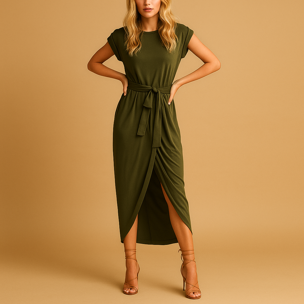 Casual women's dress with short sleeves for summer.