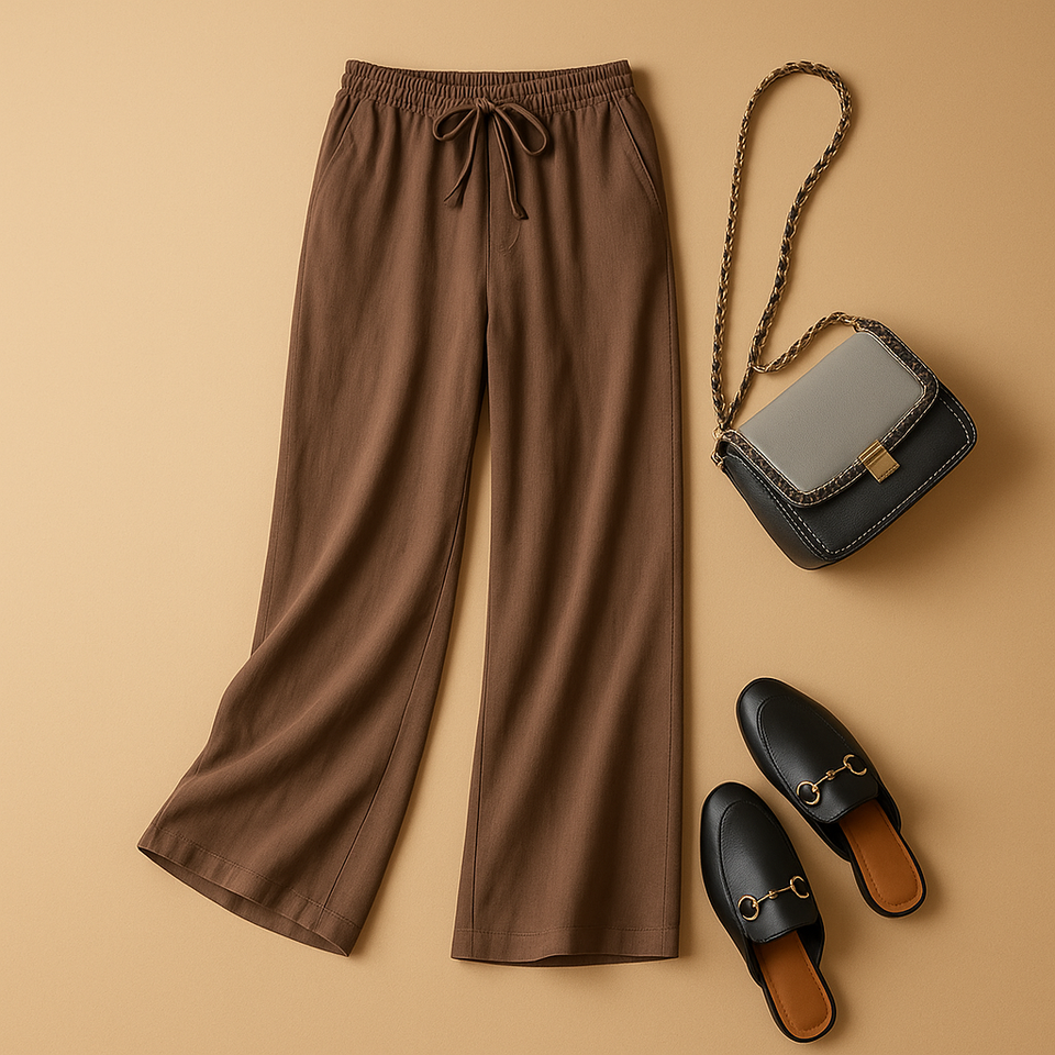 Lightweight pants with elastic waistband for women