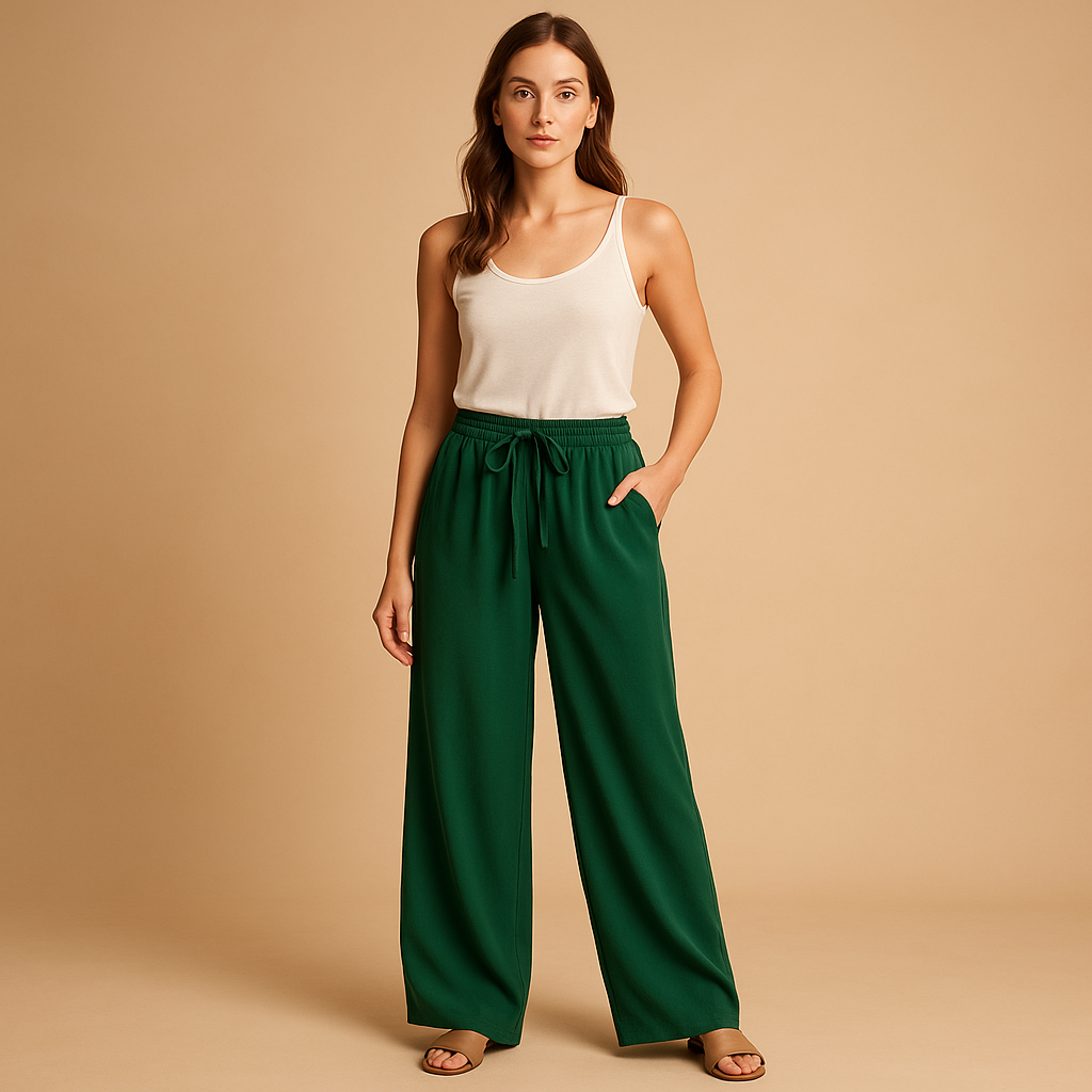 Lightweight pants with elastic waistband for women