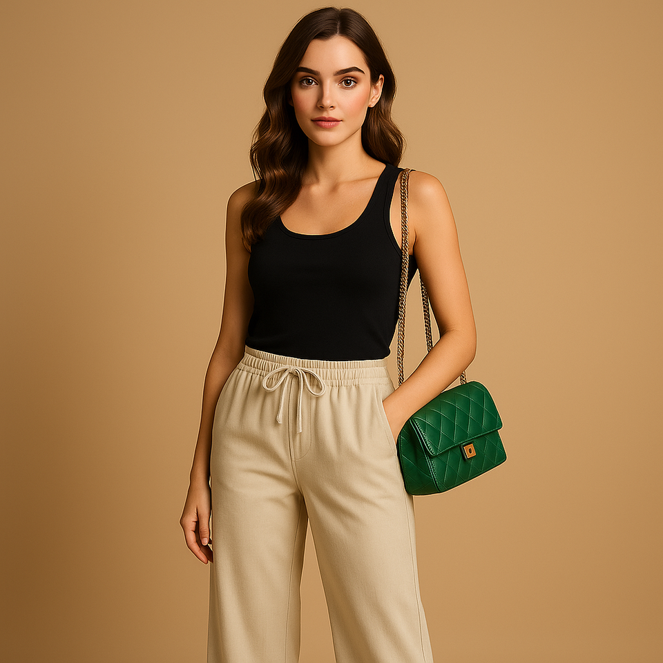 Lightweight pants with elastic waistband for women