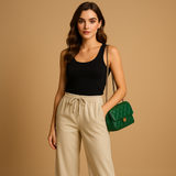 Lightweight pants with elastic waistband for women