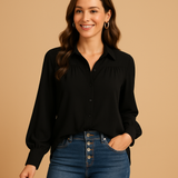 Elegant blouse with lantern sleeves for women