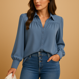 Elegant blouse with lantern sleeves for women