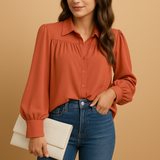 Elegant blouse with lantern sleeves for women