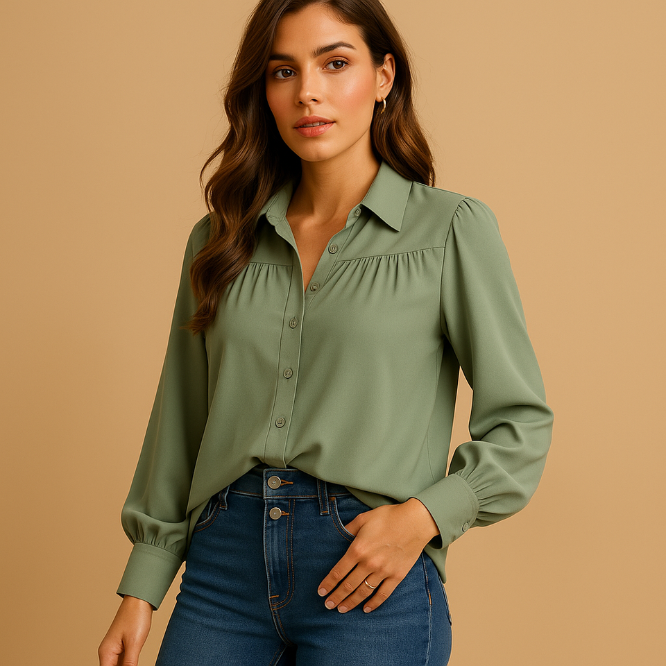 Elegant blouse with lantern sleeves for women