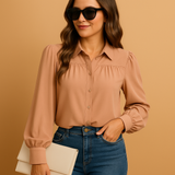 Elegant blouse with lantern sleeves for women