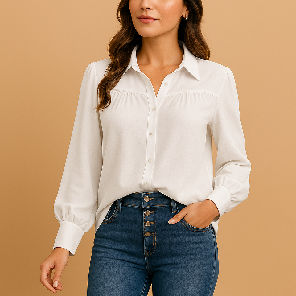 Elegant blouse with lantern sleeves for women