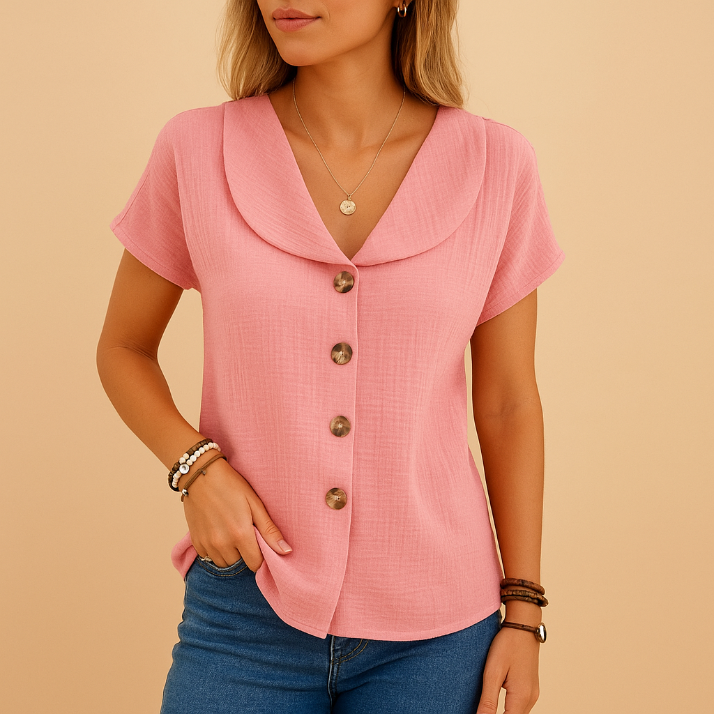 Elegant blouse with classic collar for women