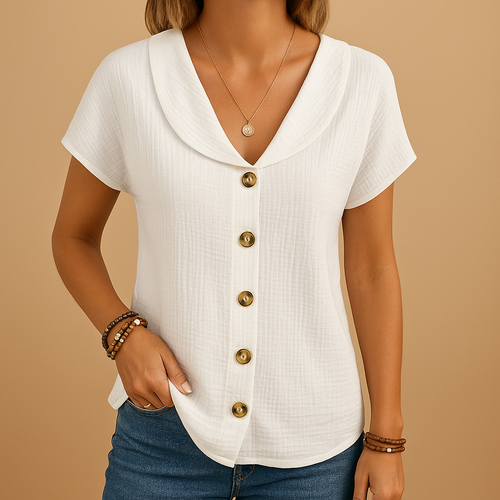 Elegant blouse with classic collar for women