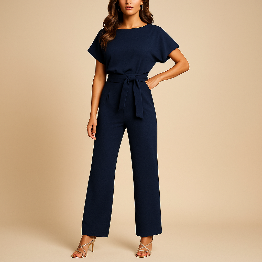 Fitted jumpsuit with lace detail for women.