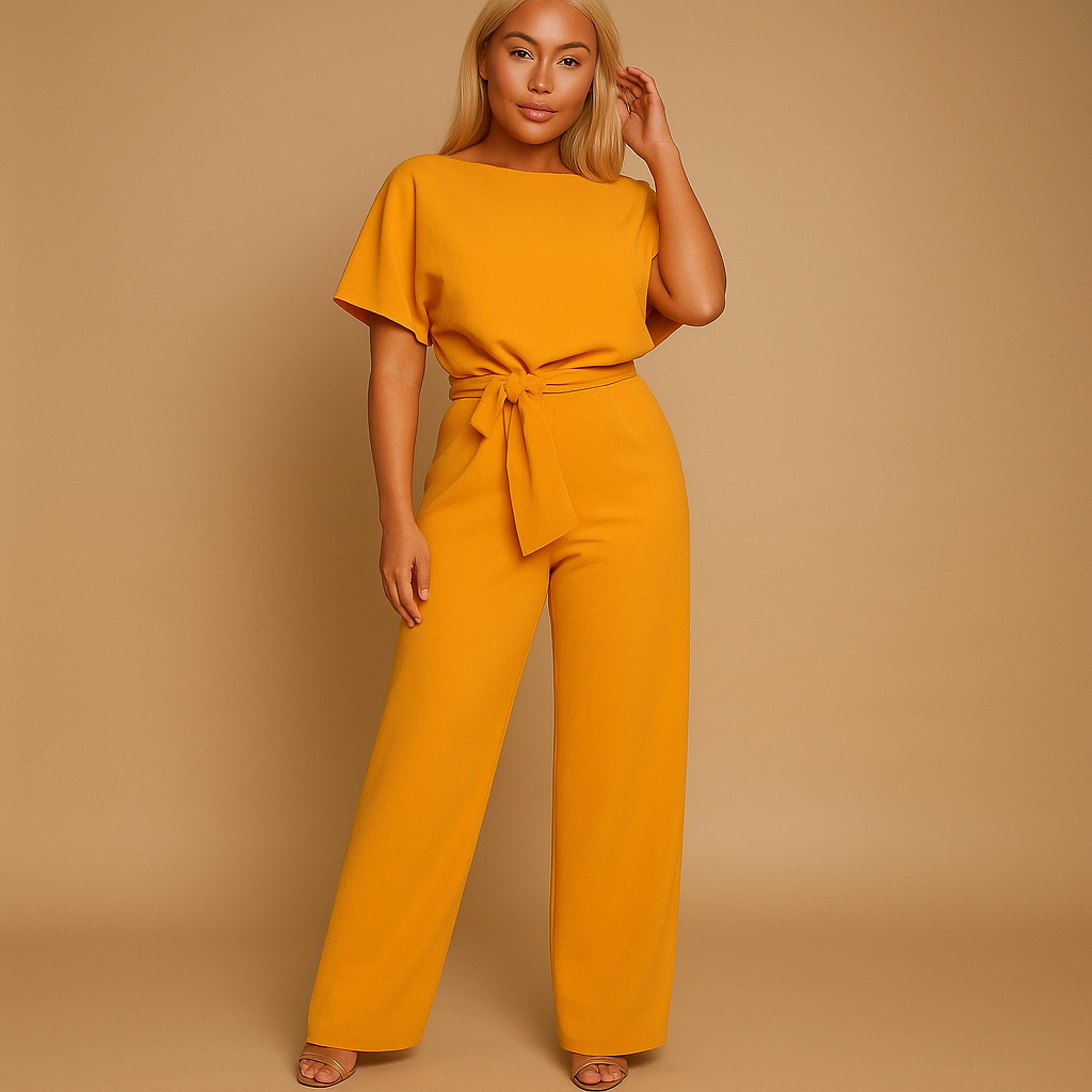 Fitted jumpsuit with lace detail for women.