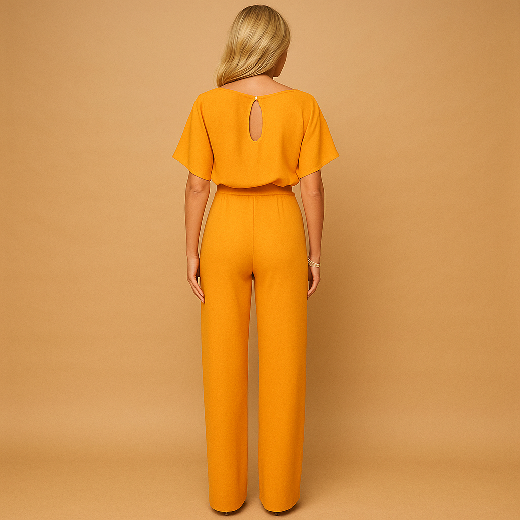 Fitted jumpsuit with lace detail for women.
