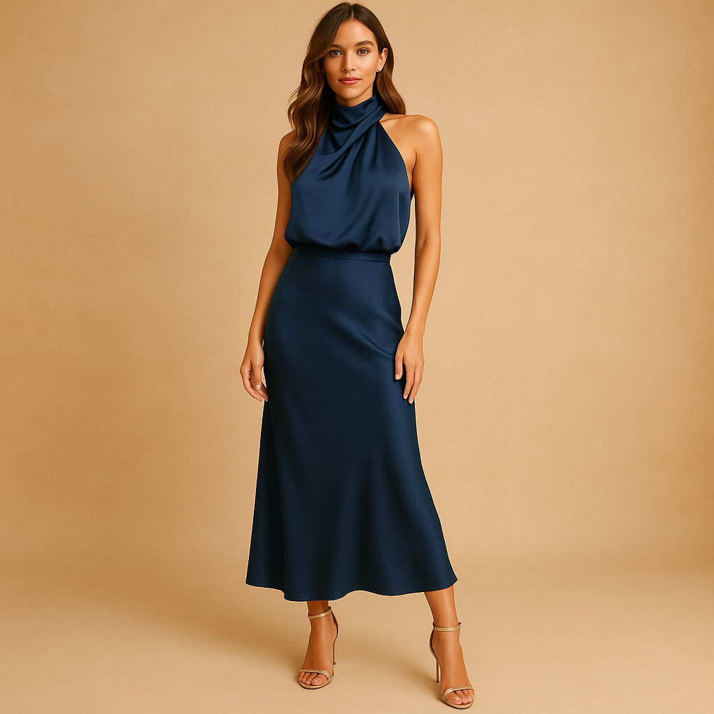 Elegant women's dress made from breathable fabric for spring and summer.