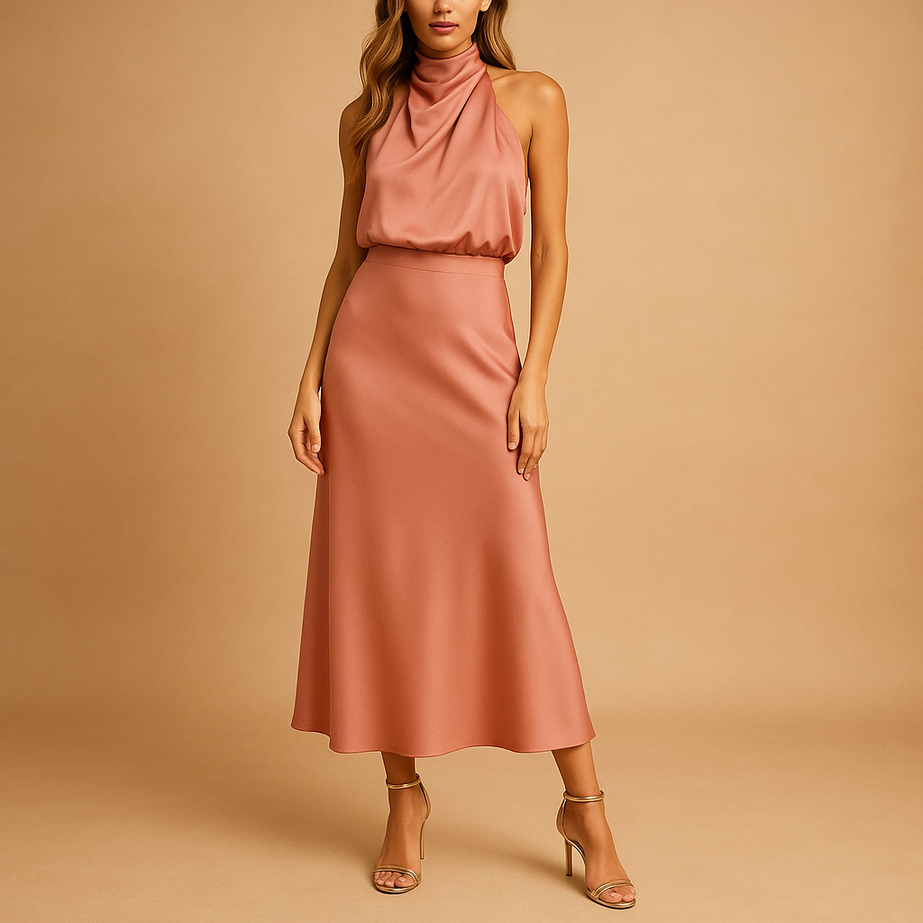 Elegant women's dress made from breathable fabric for spring and summer.