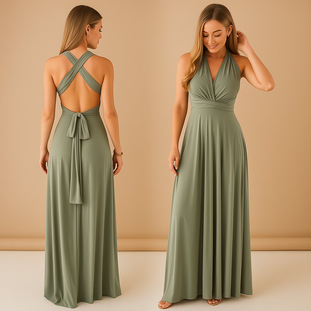 Wrap dress with extra-long straps for women.