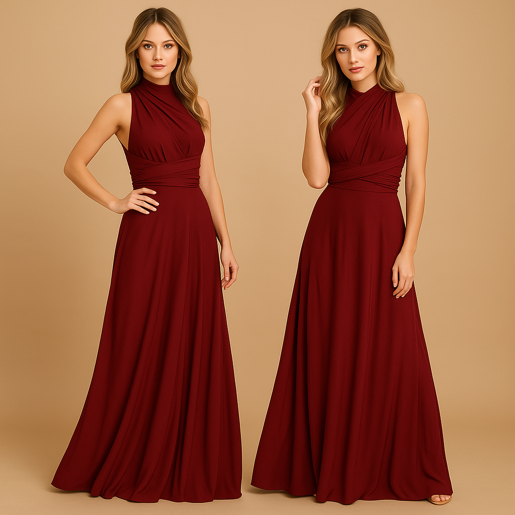Wrap dress with extra-long straps for women.