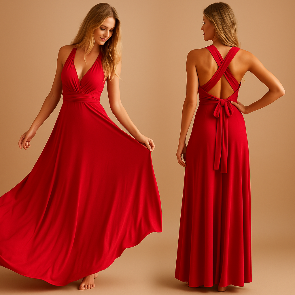 Wrap dress with extra-long straps for women.