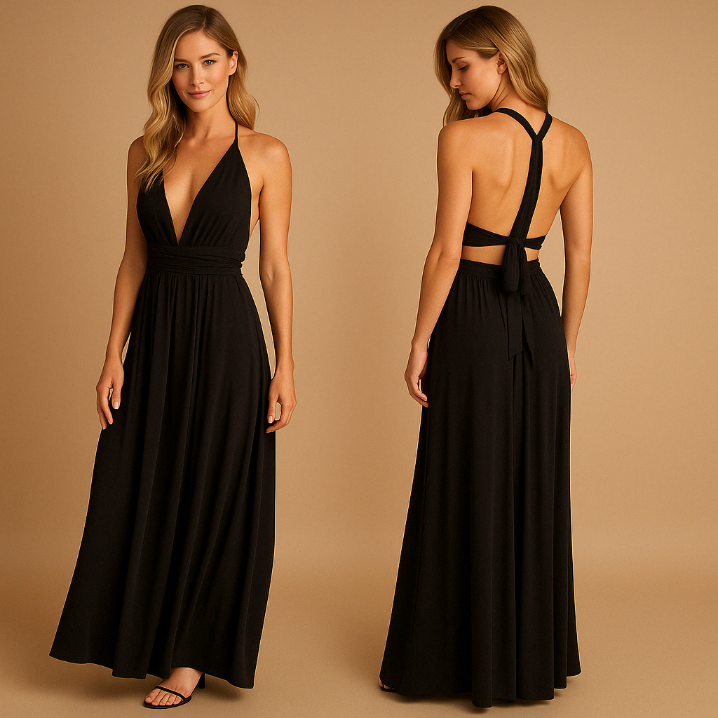 Wrap dress with extra-long straps for women.