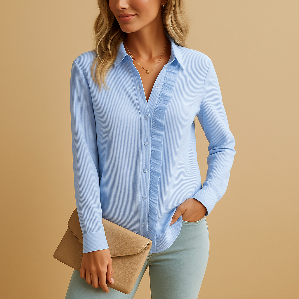 Striped blouse with ruffles for women