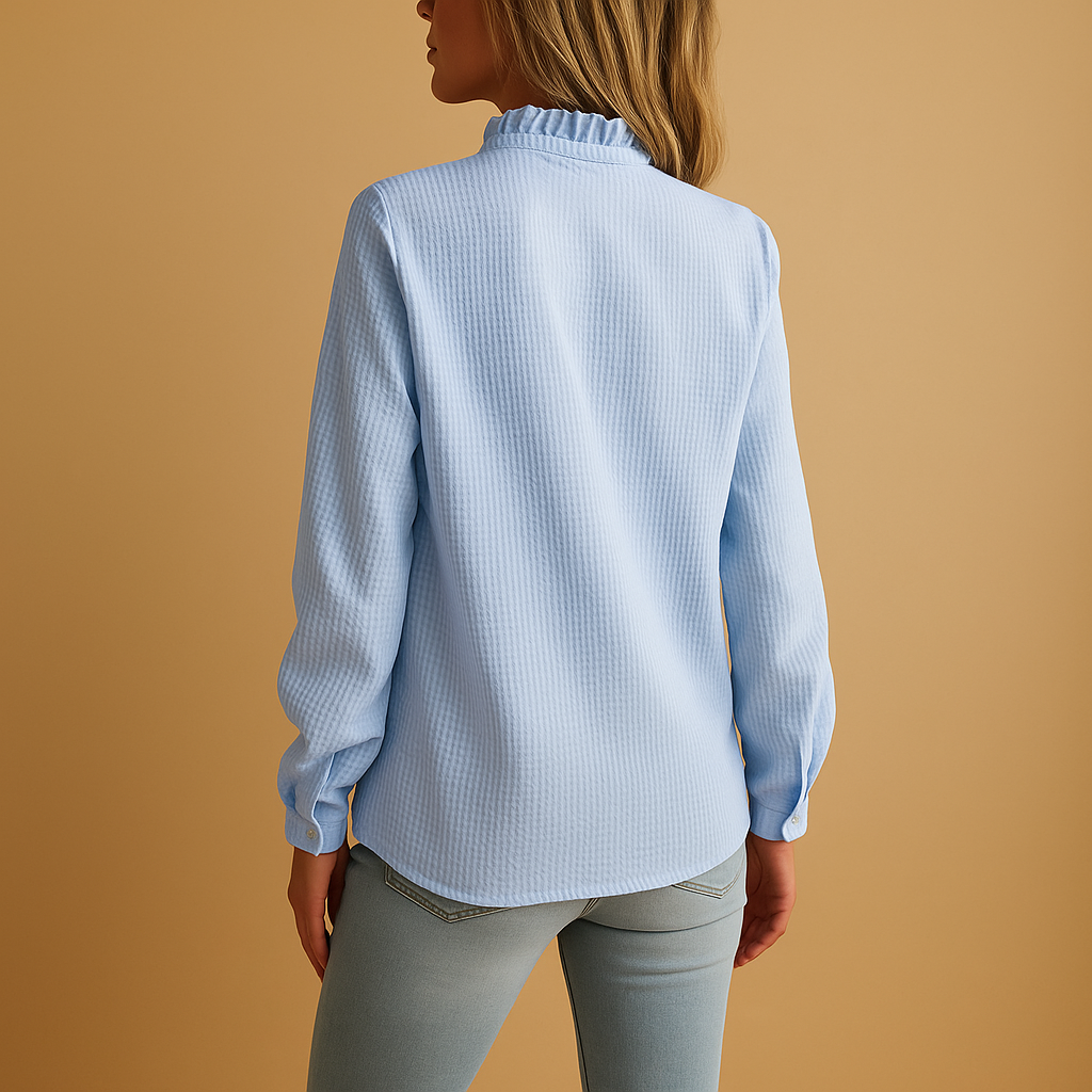 Striped blouse with ruffles for women