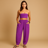 High-waisted summer pants with a boho look for women