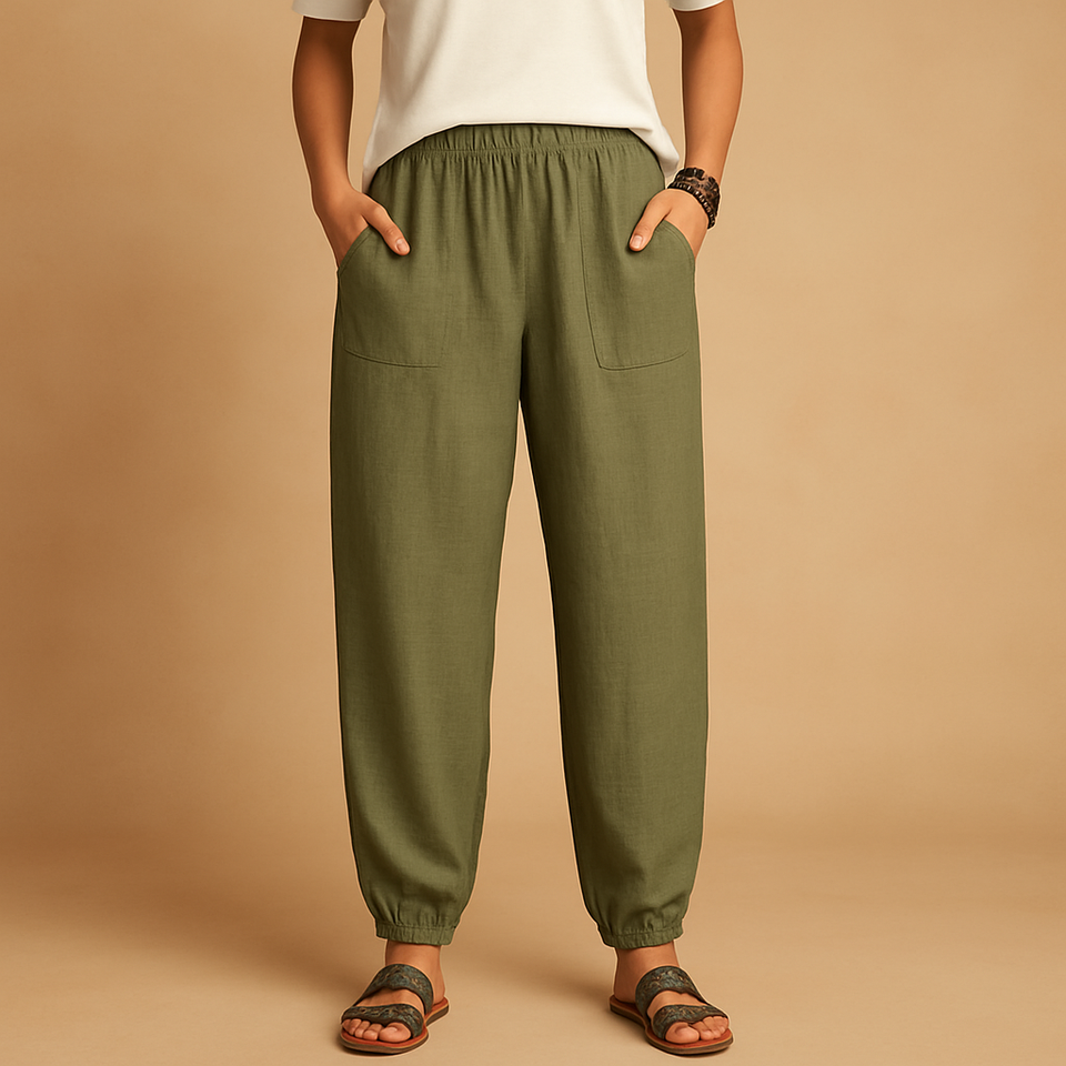 High-waisted summer pants with a boho look for women