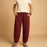 High-waisted summer pants with a boho look for women