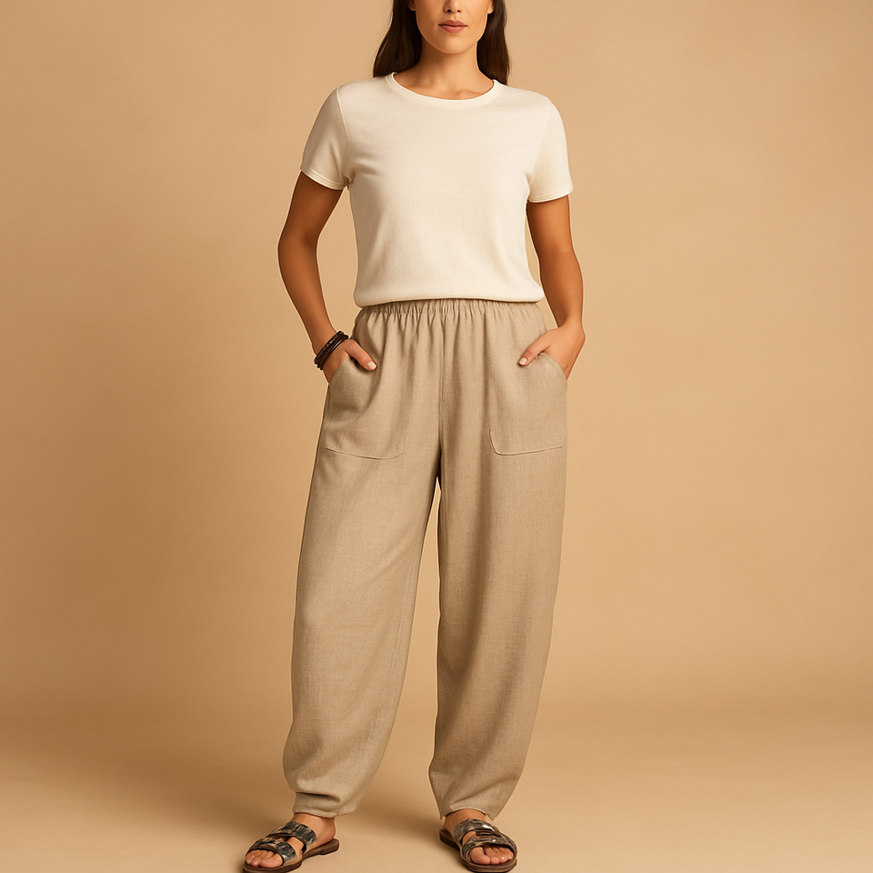 High-waisted summer pants with a boho look for women