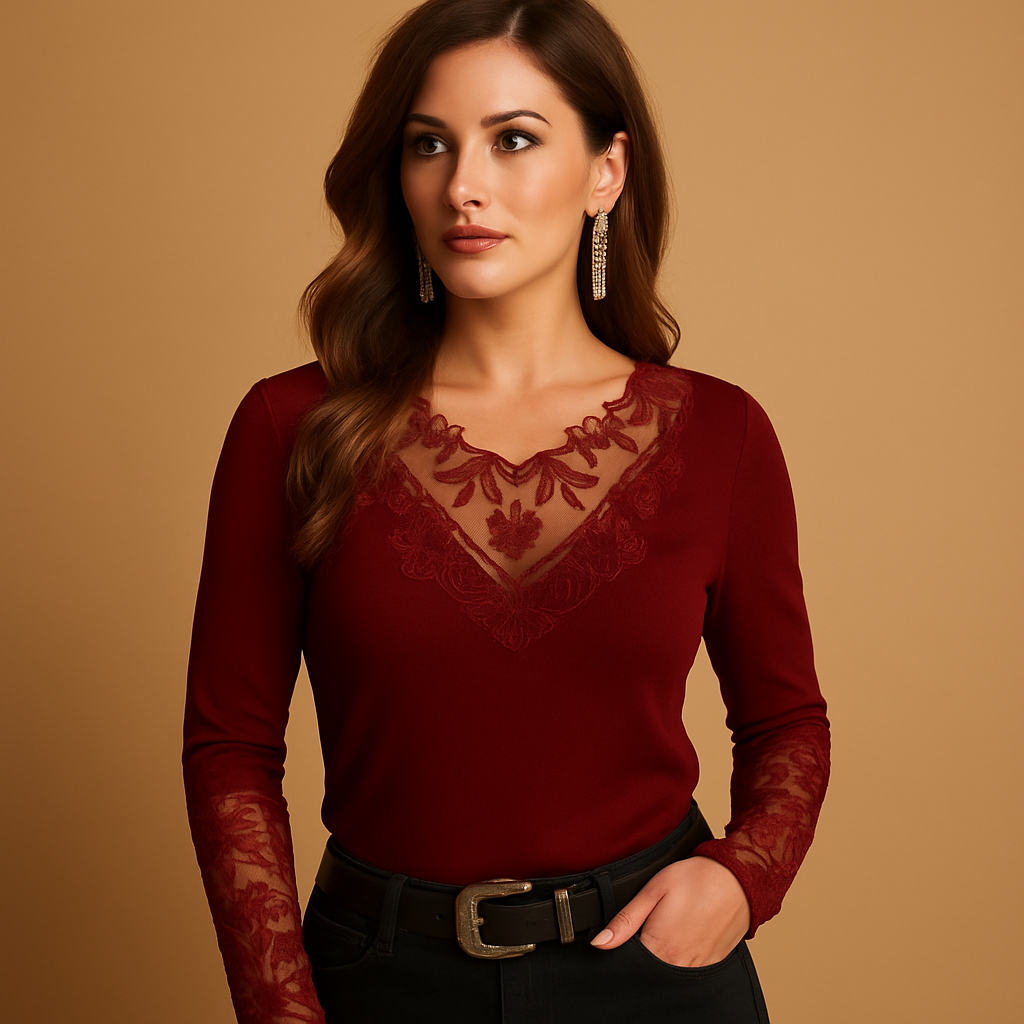 Lace blouse with a feminine fit for women