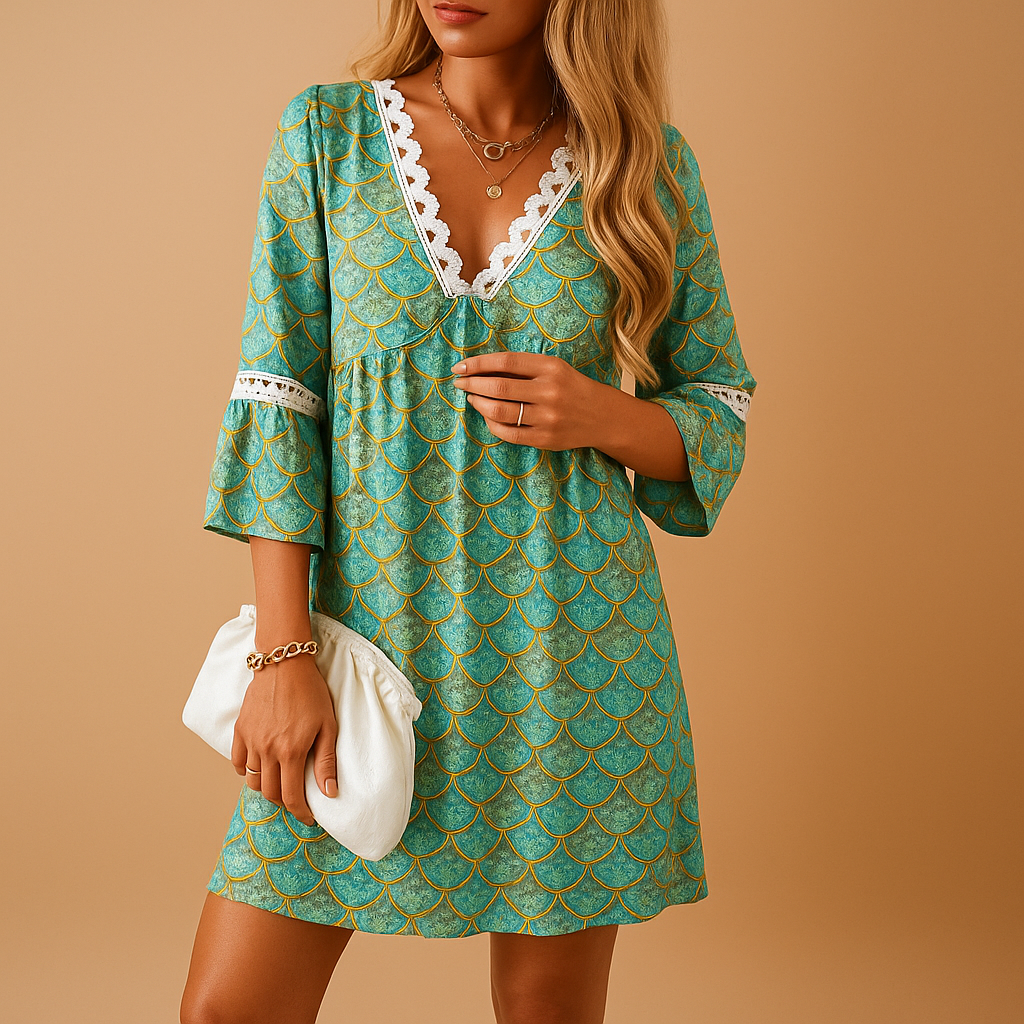 Lightweight summer dress with short sleeves for women.