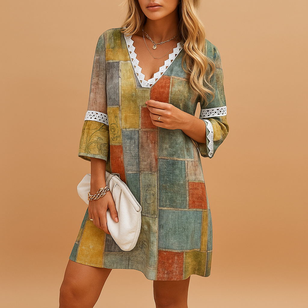 Lightweight summer dress with short sleeves for women.