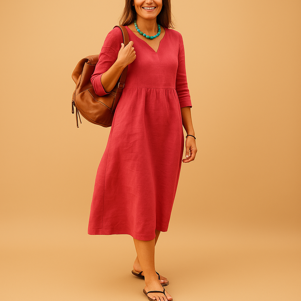 Elegant casual midi dress for women.