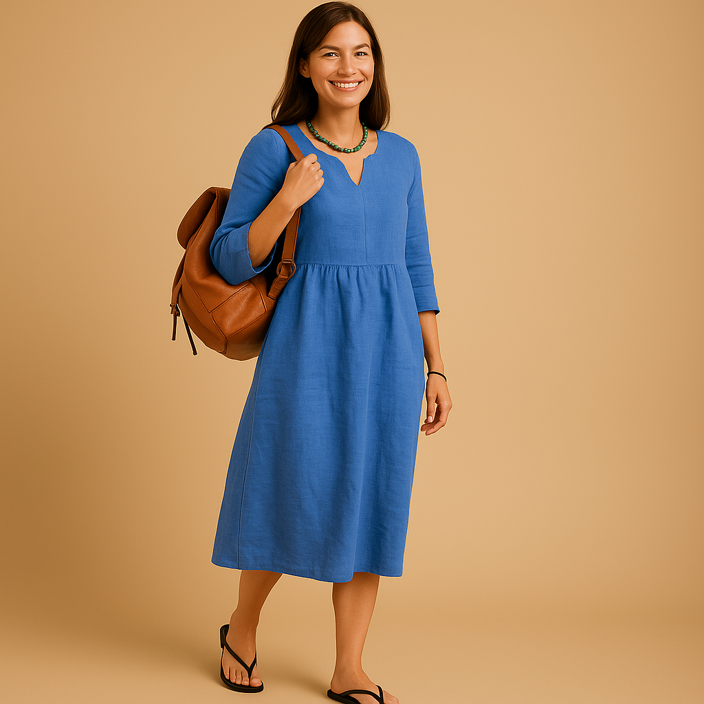 Elegant casual midi dress for women.