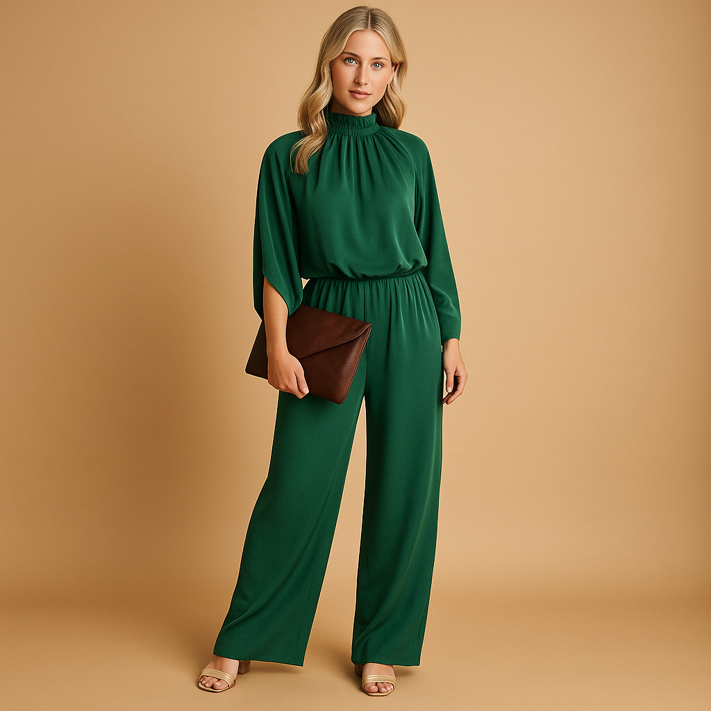 Elegant long-sleeved jumpsuit for women.