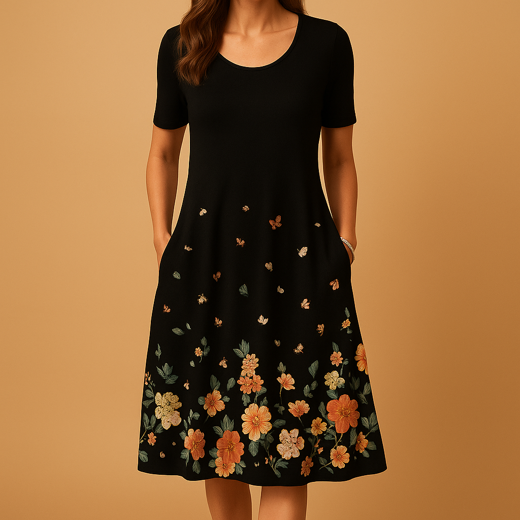 Timeless midi dress with a flattering fit for women.