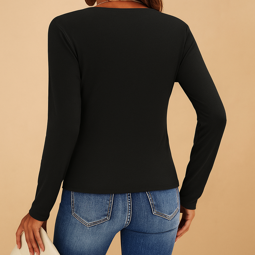 Women's V-neck long-sleeved shirt