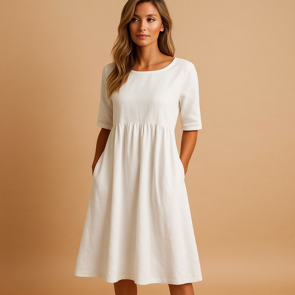 Vintage midi dress with retro charm for women.