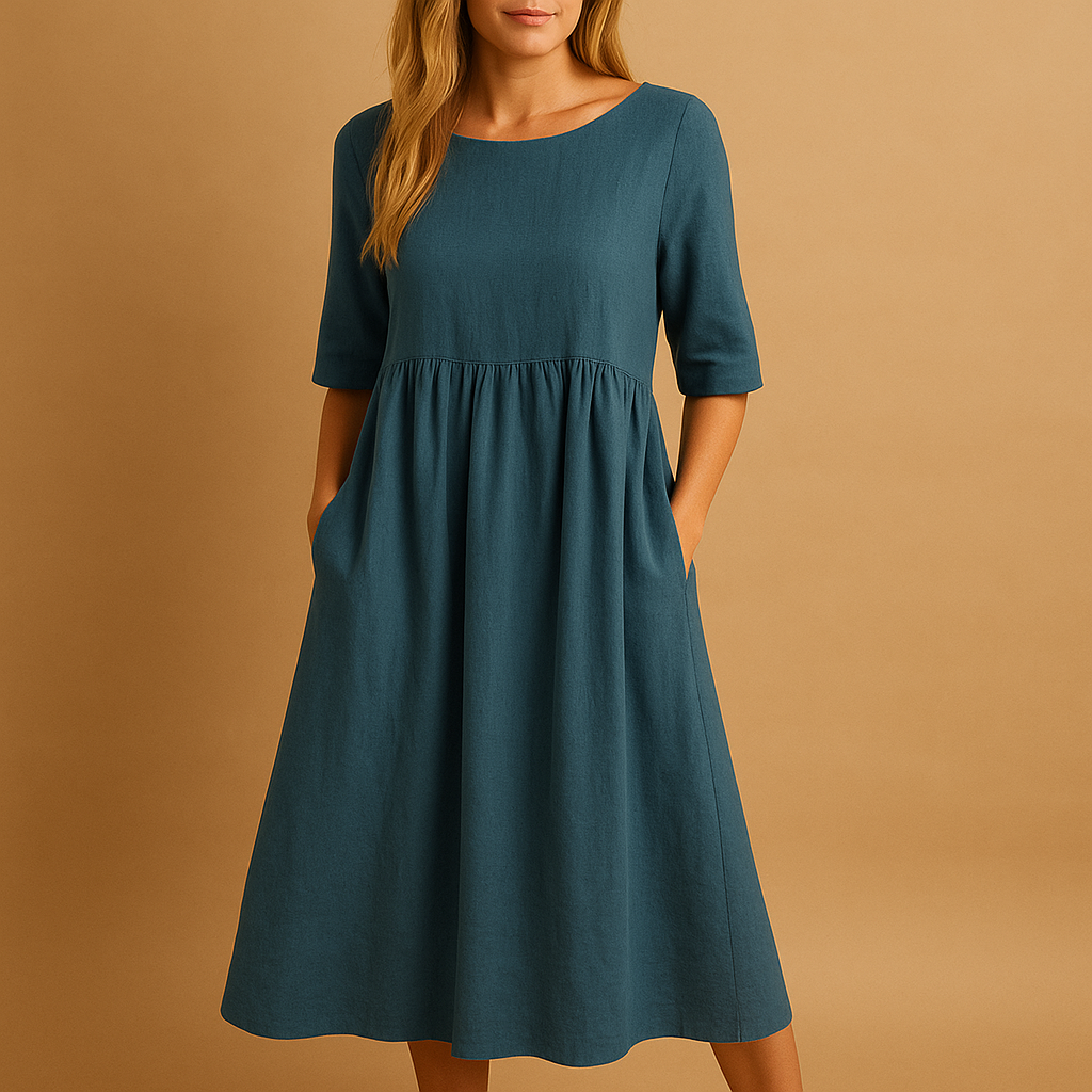 Vintage midi dress with retro charm for women.