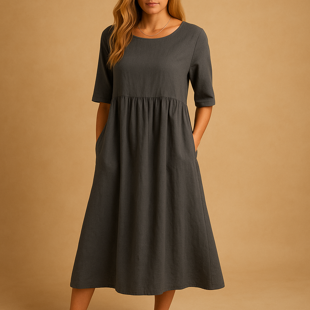 Vintage midi dress with retro charm for women.